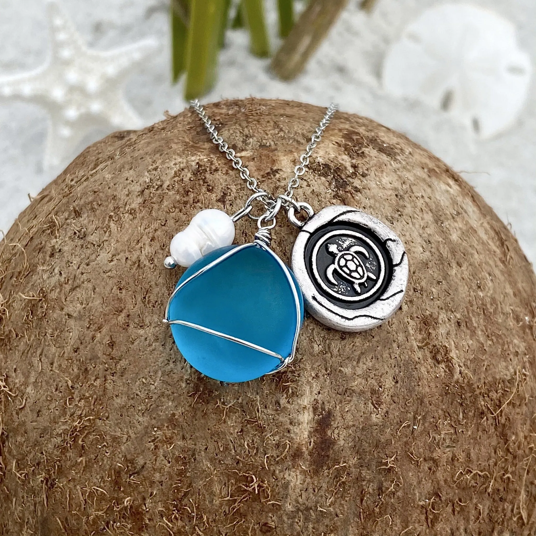 Sea Turtle Wax Seal Charm Necklace