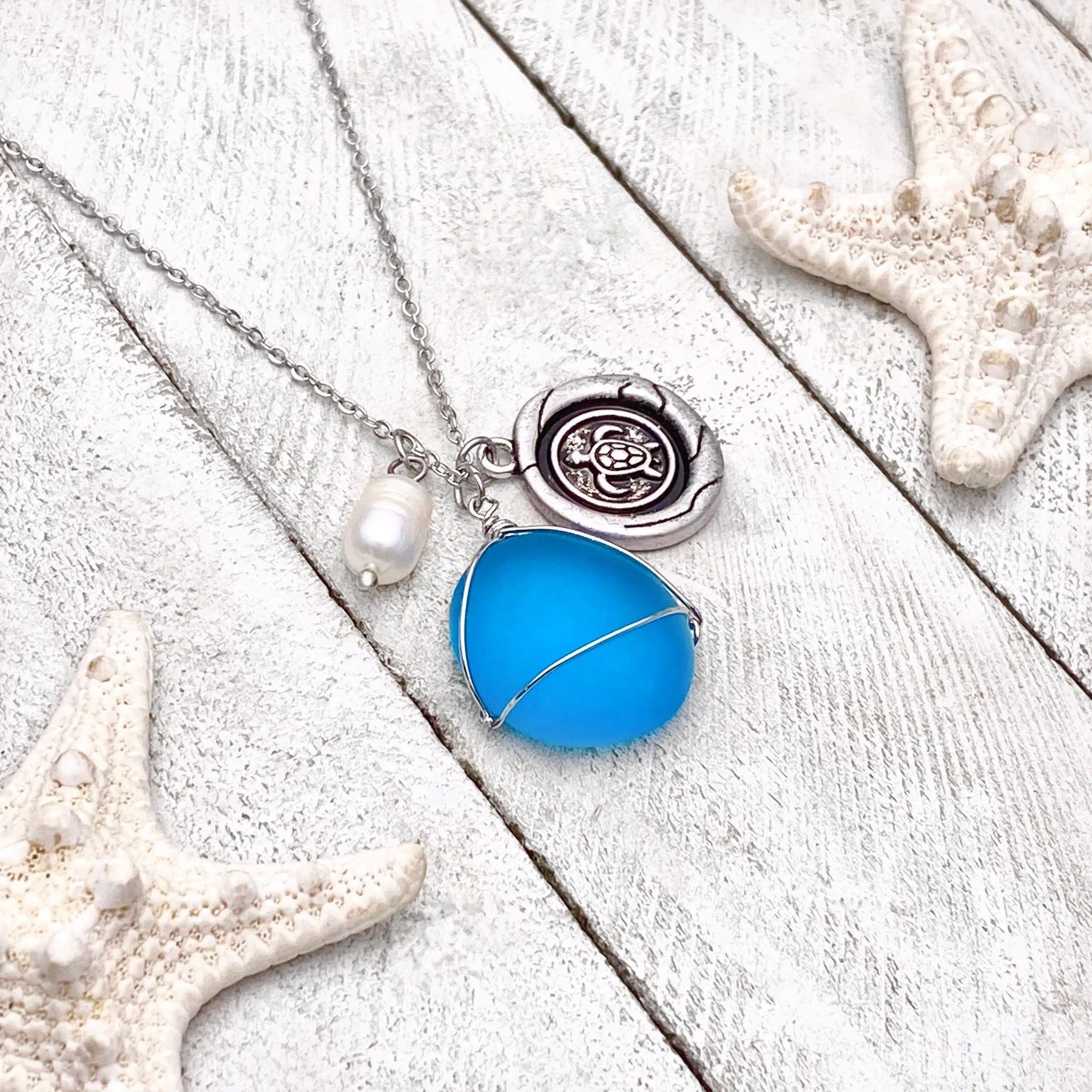 Sea Turtle Wax Seal Charm Necklace