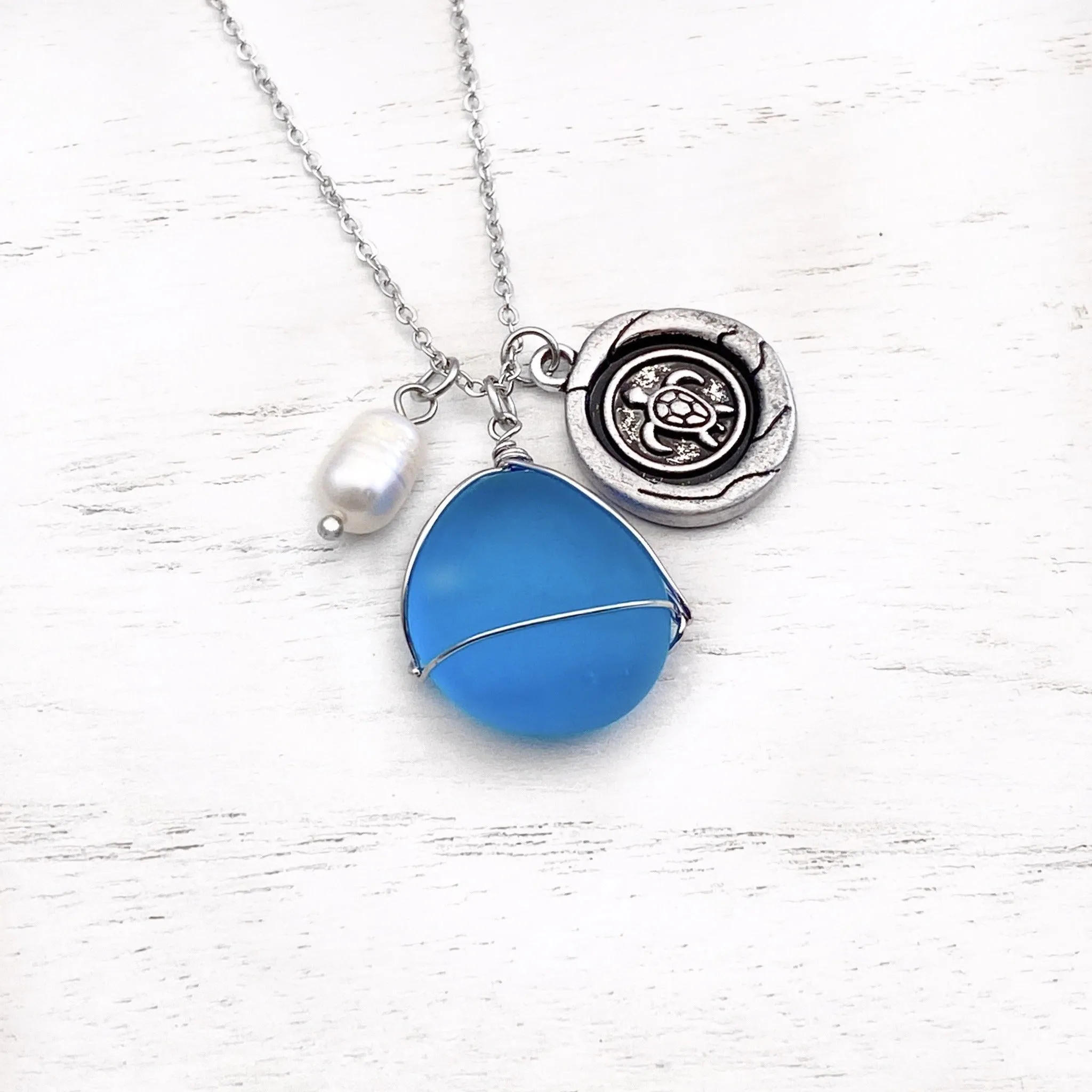 Sea Turtle Wax Seal Charm Necklace