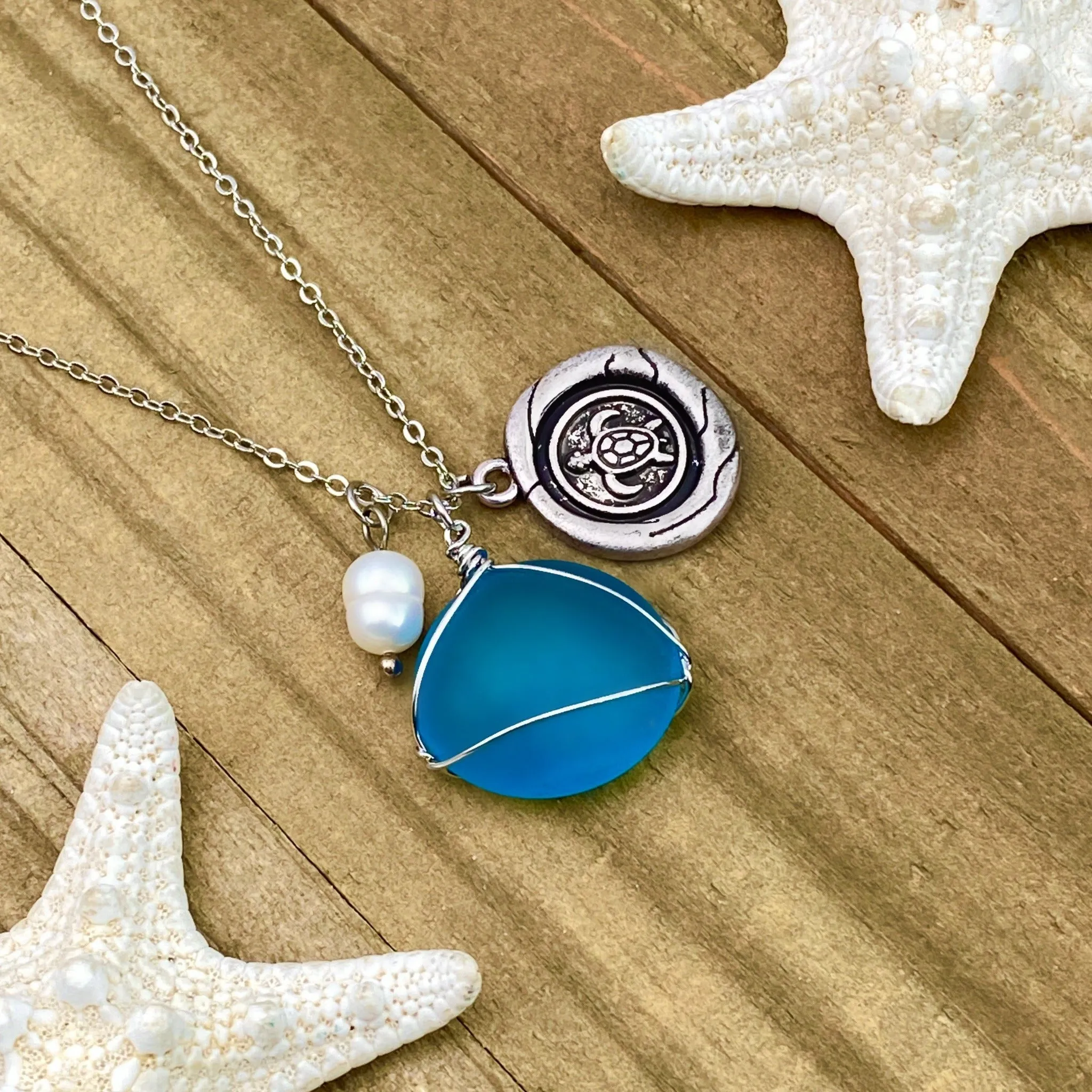 Sea Turtle Wax Seal Charm Necklace