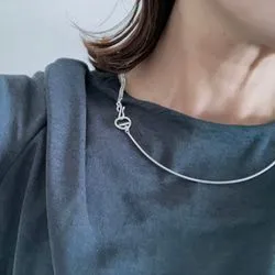 silver950》Beautiful silver choker 2-way silver necklace, simple