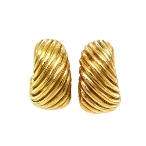 Simple Textured Hoop Earrings in 14k Yellow Gold