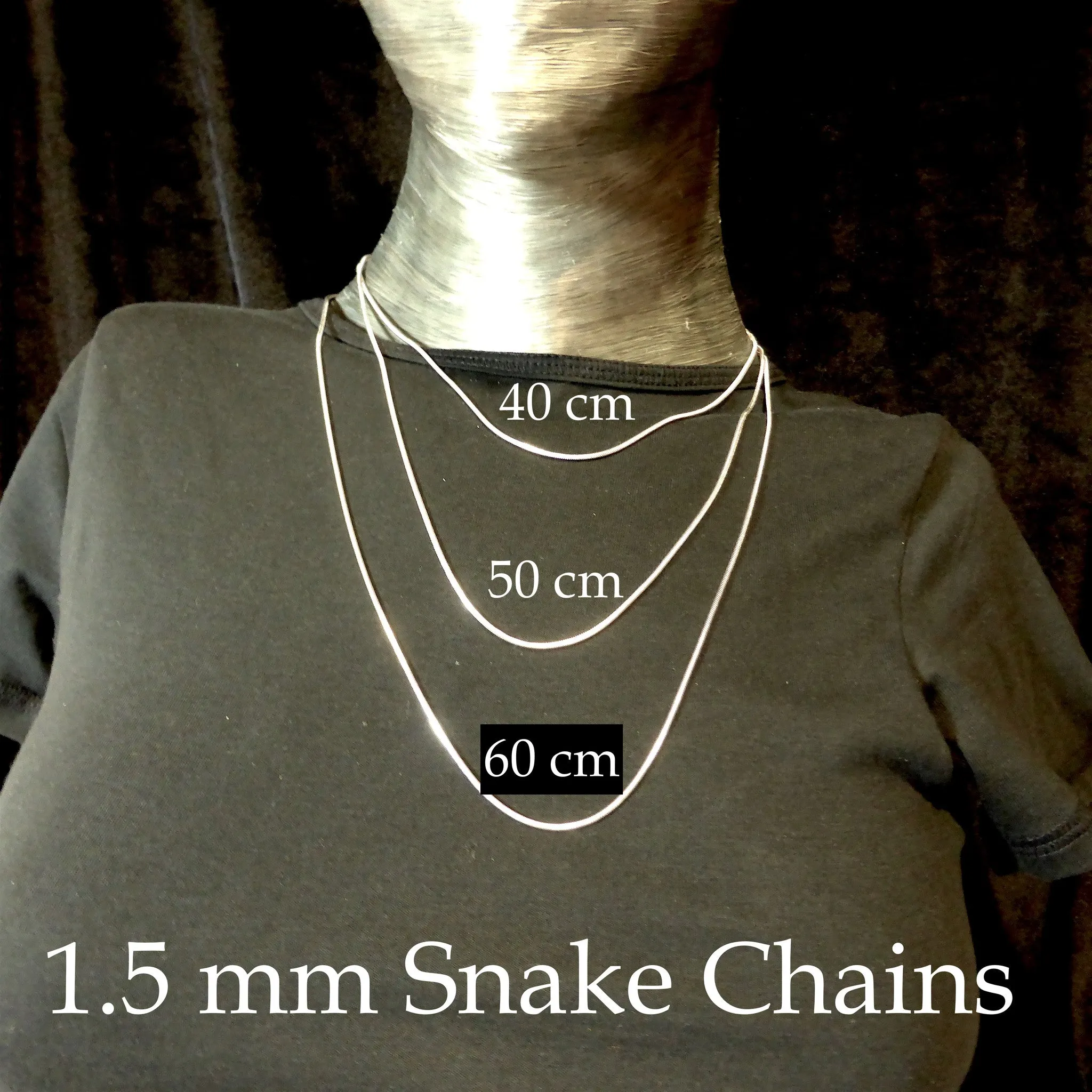 Snake Chains ,1.5 mm thick, 925 Sterling Silver