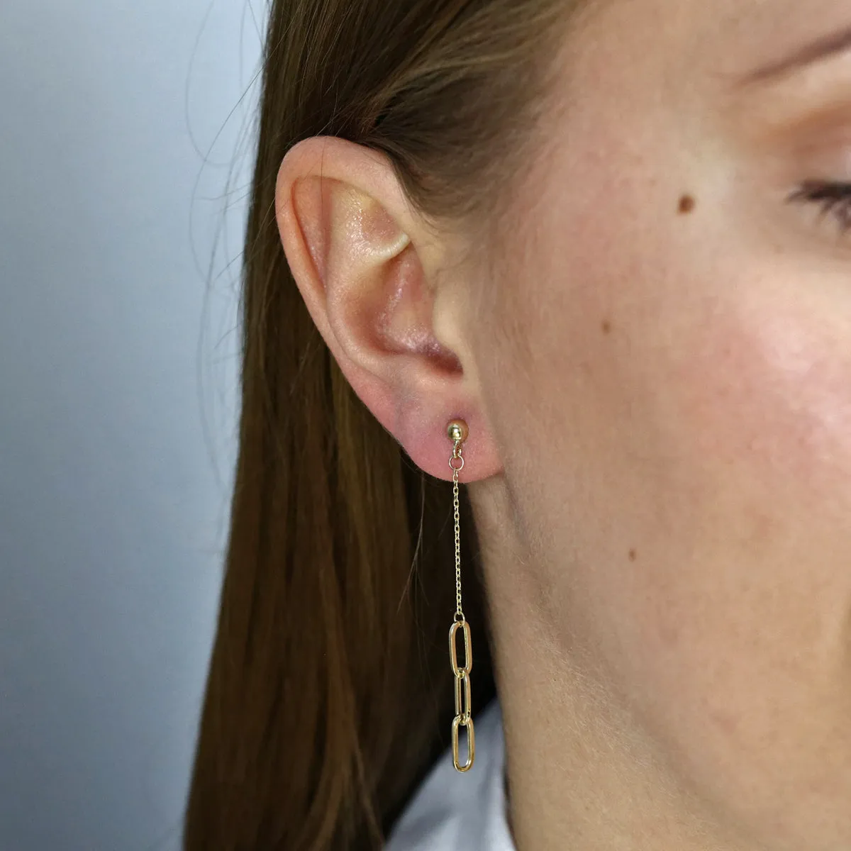 Soleil Collection Paperclip Drop Earrings | 9K Solid Yellow gold