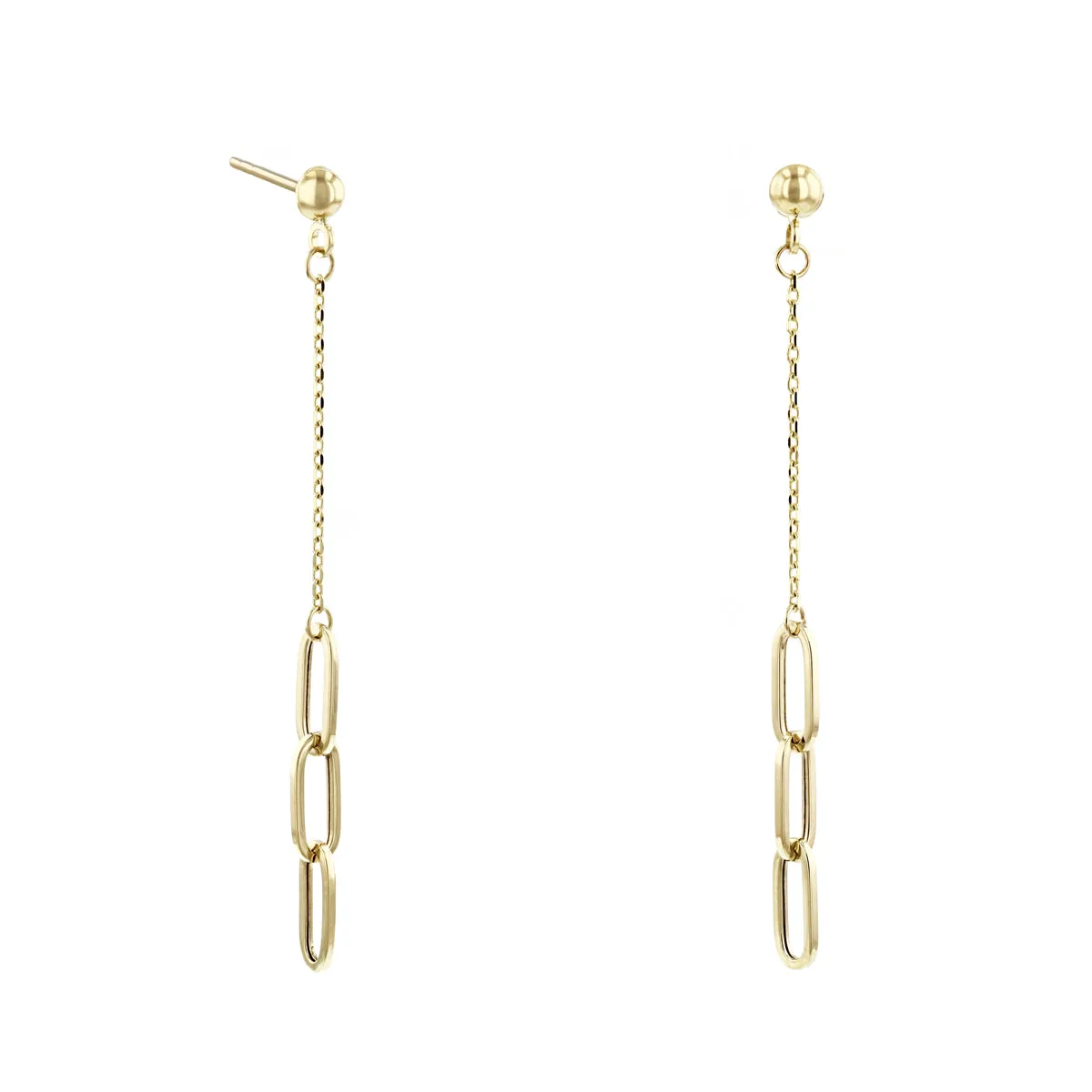 Soleil Collection Paperclip Drop Earrings | 9K Solid Yellow gold