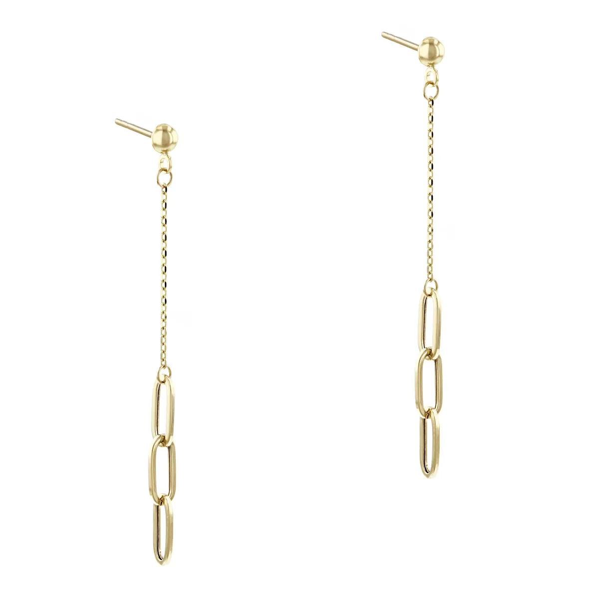 Soleil Collection Paperclip Drop Earrings | 9K Solid Yellow gold