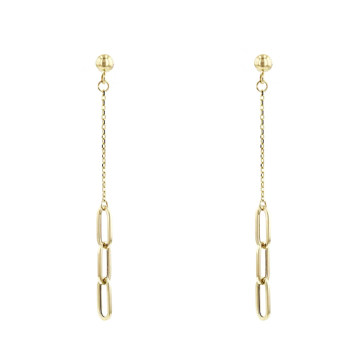 Soleil Collection Paperclip Drop Earrings | 9K Solid Yellow gold