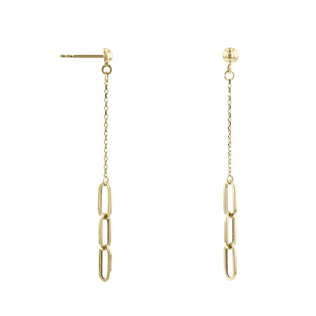 Soleil Collection Paperclip Drop Earrings | 9K Solid Yellow gold