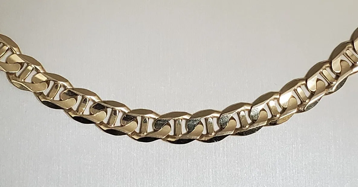 Solid 10k Concave Marina chain 6.6 mm 24”