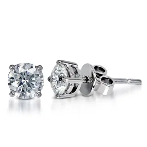 Solitaire 2-Carat Round Brilliant Stud Earrings