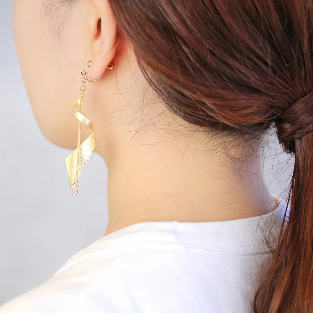 Spiral Drop Clip On Earrings