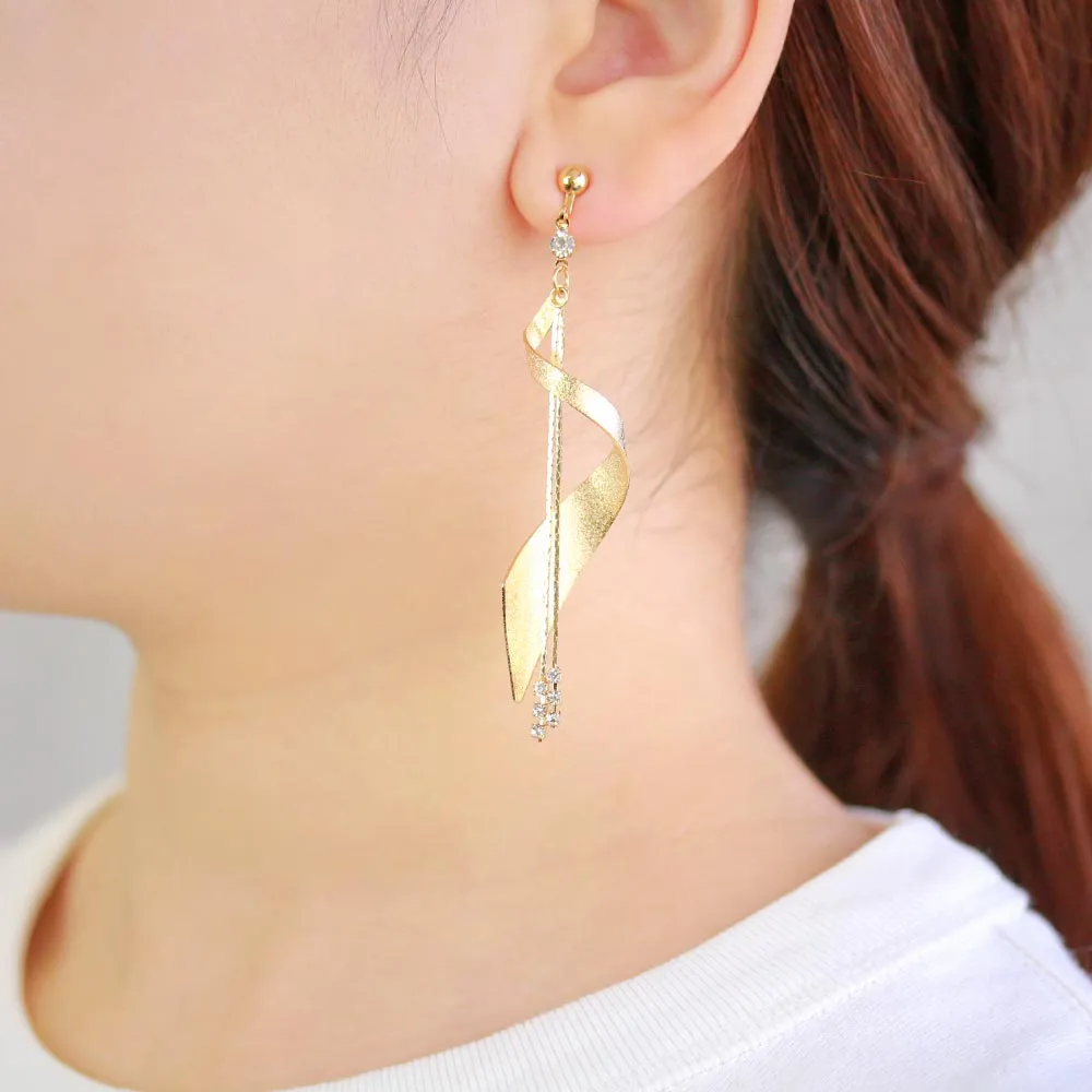 Spiral Drop Clip On Earrings