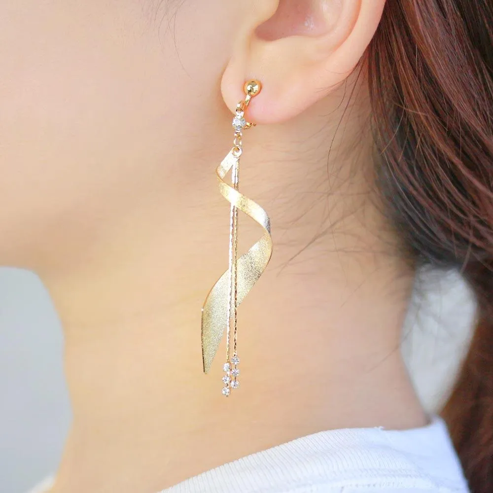 Spiral Drop Clip On Earrings
