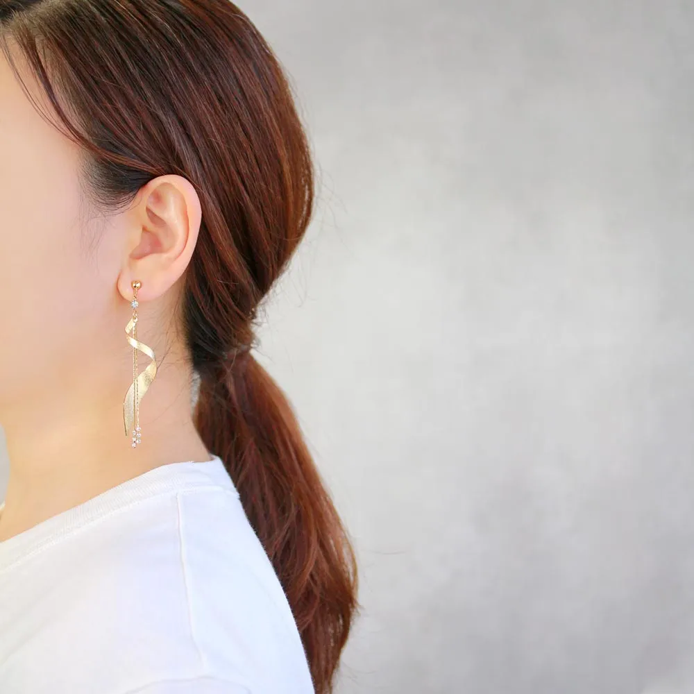 Spiral Drop Clip On Earrings