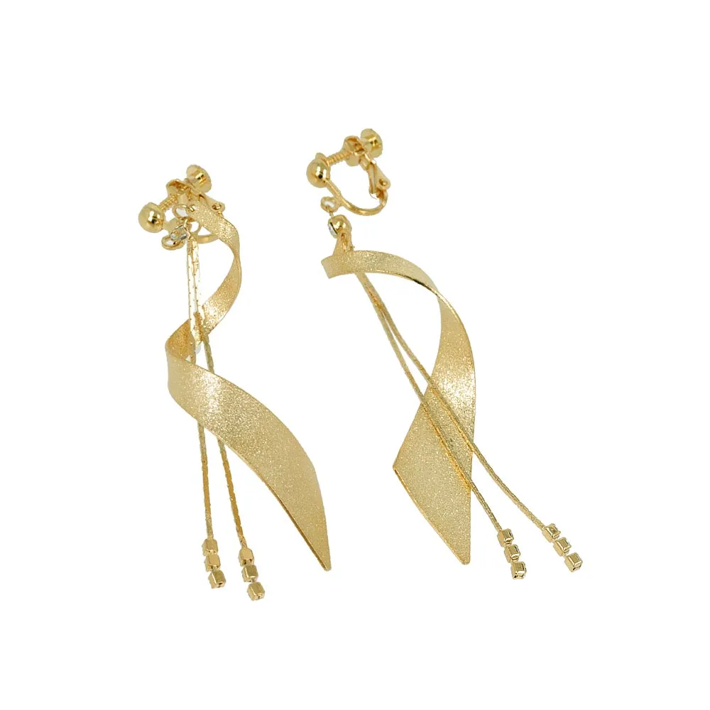 Spiral Drop Clip On Earrings