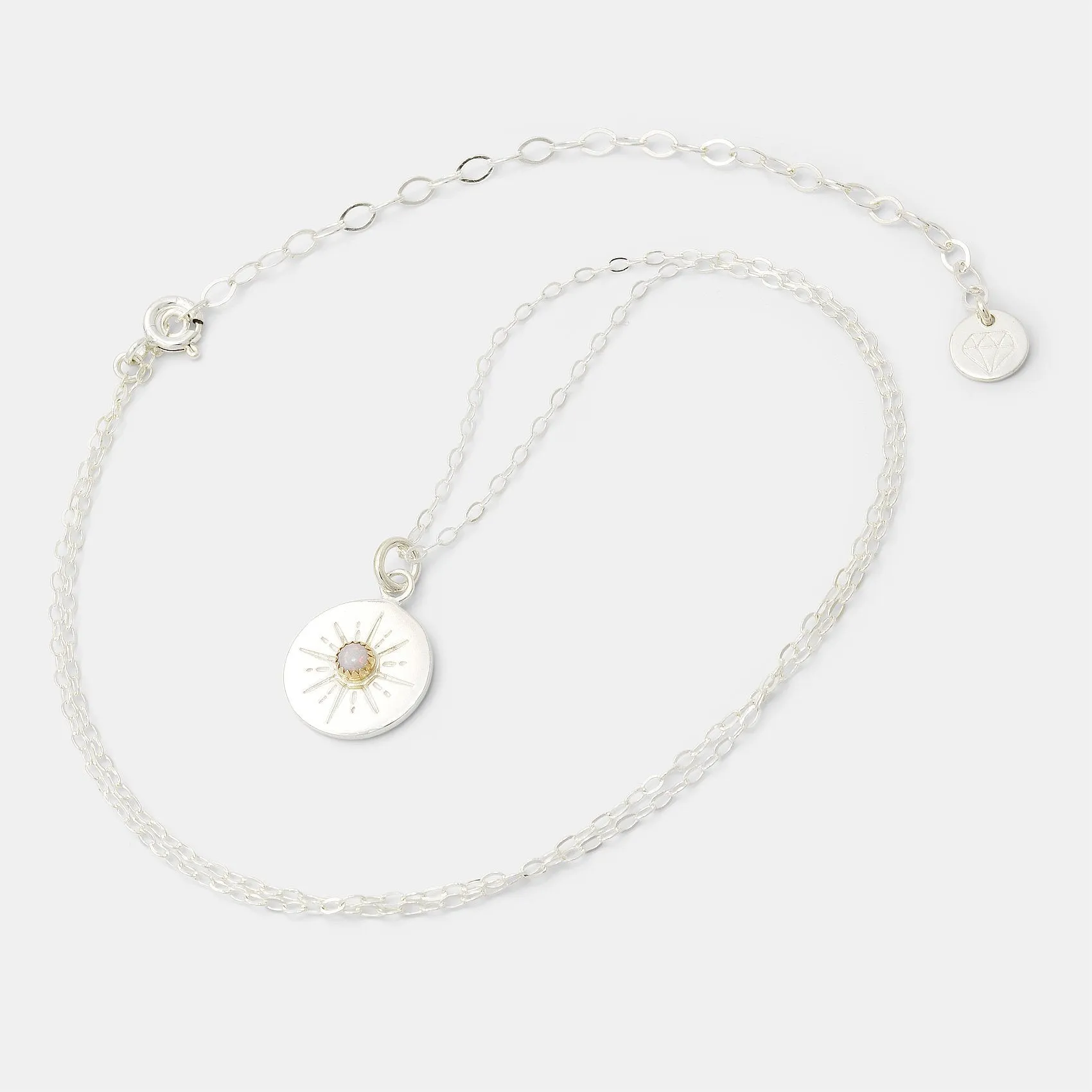 Starburst Amulet & Opal Silver Pendant Necklace