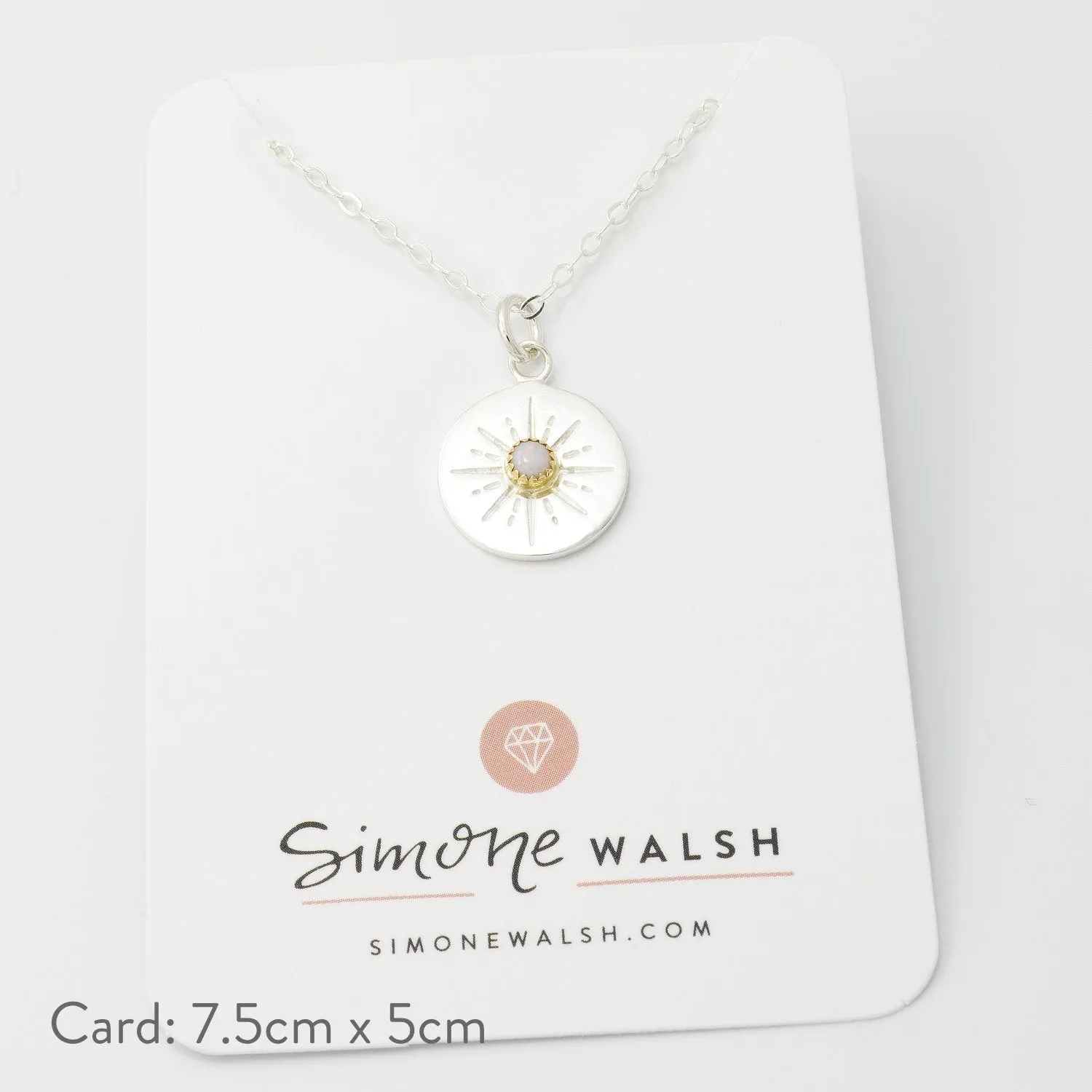 Starburst Amulet & Opal Silver Pendant Necklace