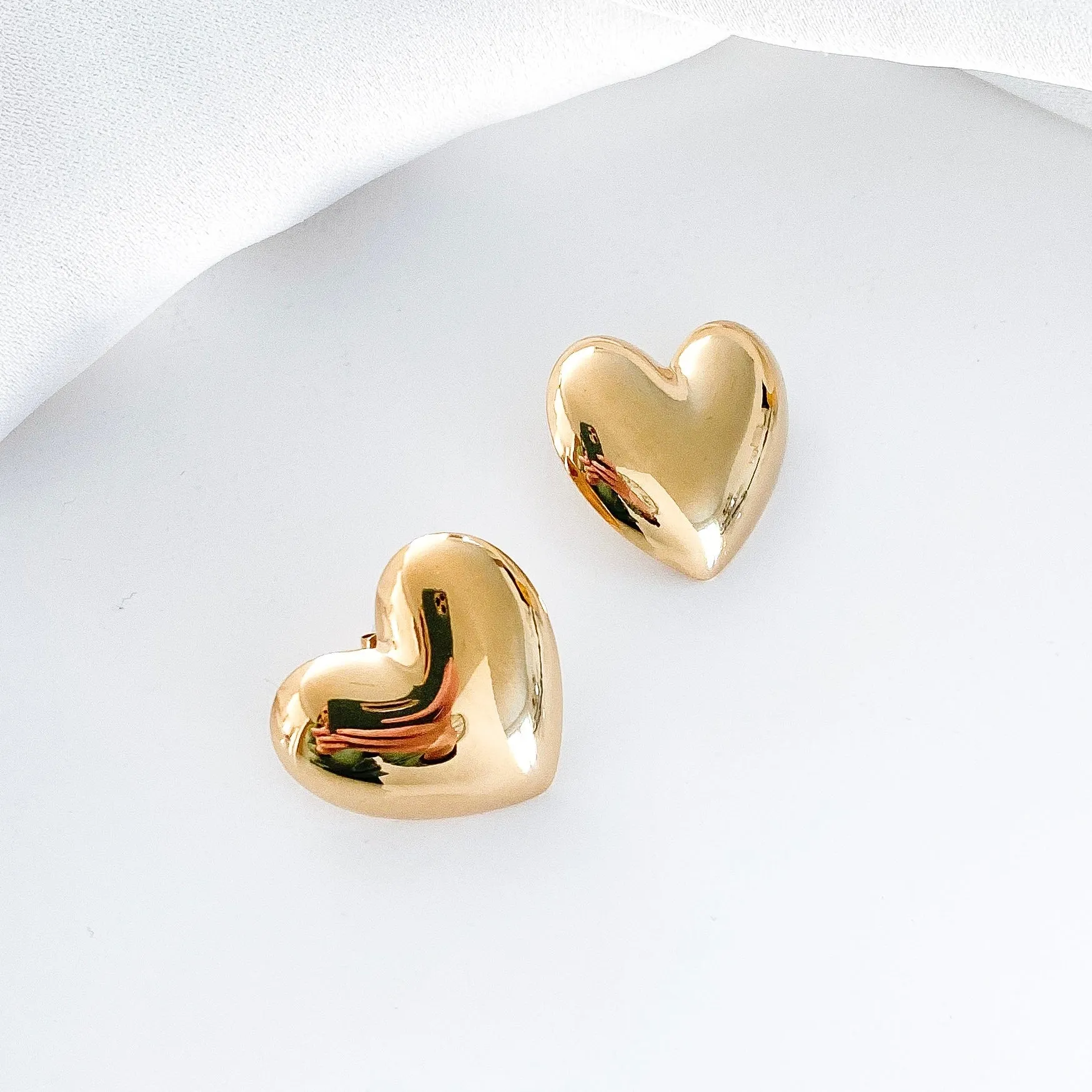 Statement Bold Gold Heart Earrings