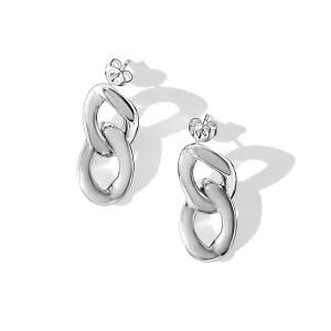 Steel Me Silver Double Link Earrings