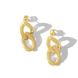 Steel Me Yellow Gold Double Link Earrings W/S