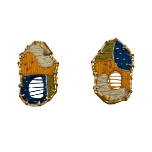 Sterling Silver Border Textile Earrings