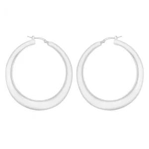 Sterling Silver Rhodium Plated 50mm Graduated Creole Earrings