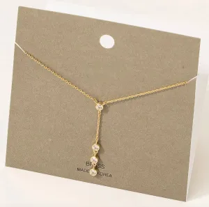 STEVIE GOLD Y CHAIN RHINESTONE NECKLACE