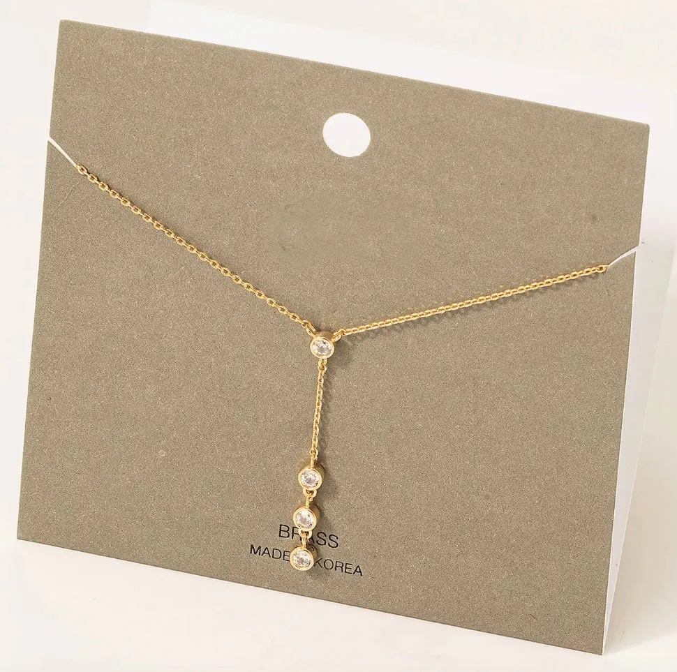 STEVIE GOLD Y CHAIN RHINESTONE NECKLACE