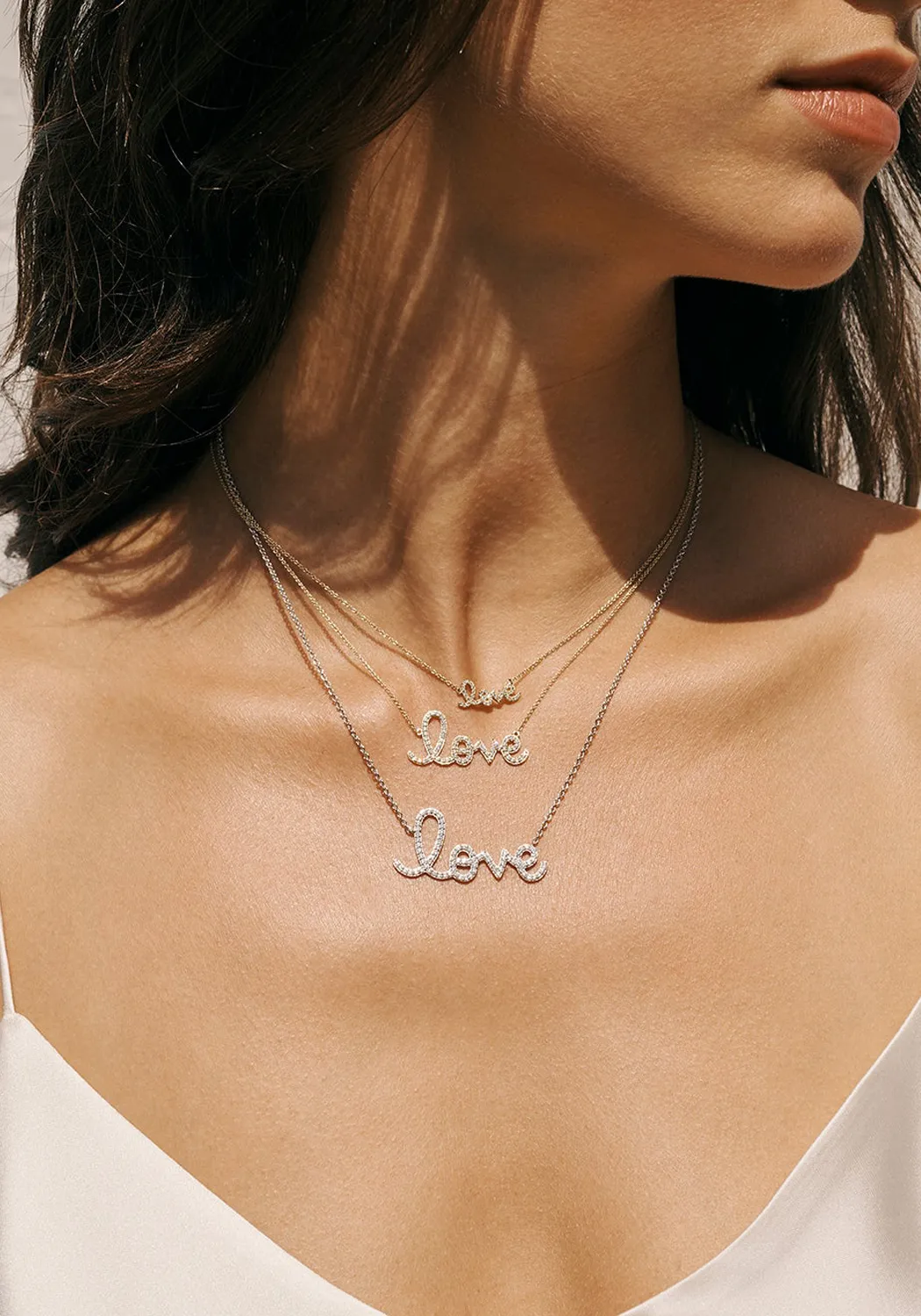 Sydney Evan 14K Yellow Gold & Diamond Love Necklace | Large