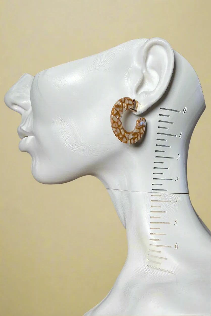 Tan & White Hoop Earrings