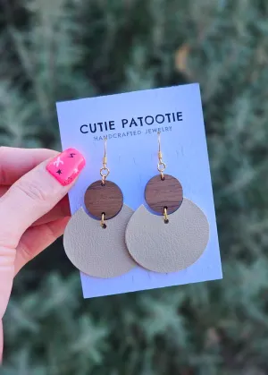 Tan & Wood Handcrafted Earrings