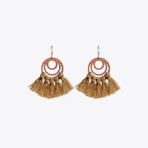 Tassel Detail Geometric Earrings - Bold, Modern Design