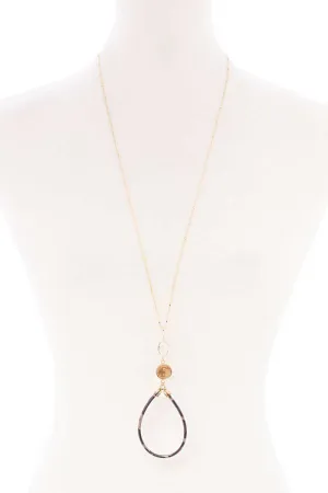Teardrop Pendant Long Necklace