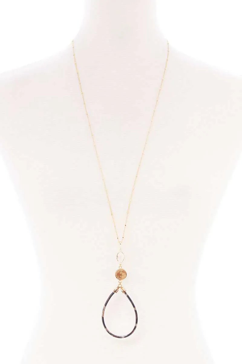 Teardrop Pendant Long Necklace