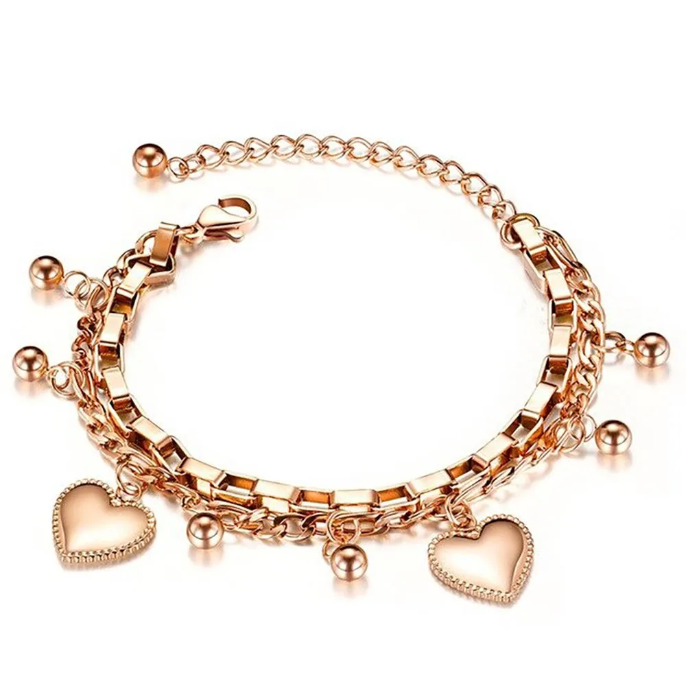 Trendy Heart, Lock, and Key Charm Chain Bracelets