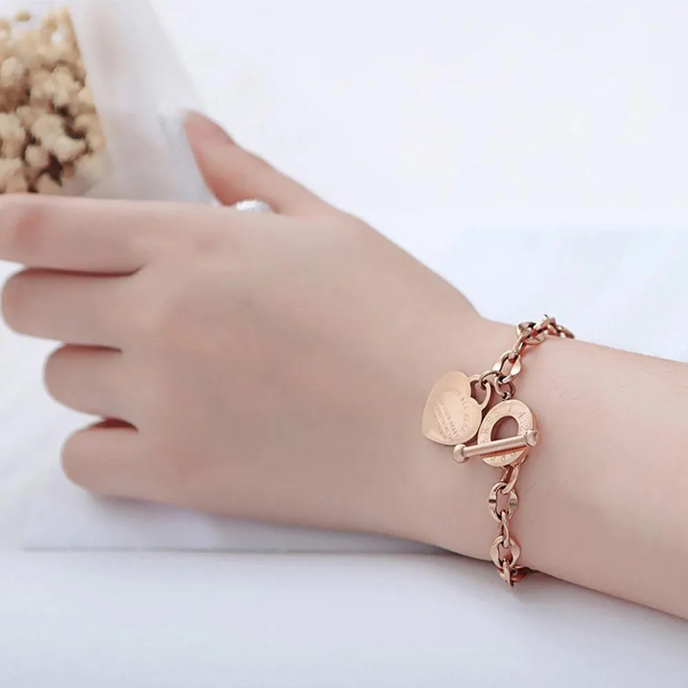 Trendy Heart, Lock, and Key Charm Chain Bracelets