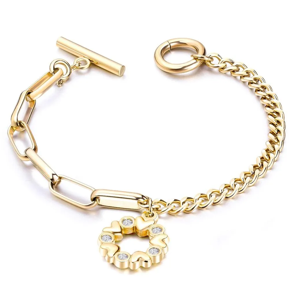 Trendy Heart, Lock, and Key Charm Chain Bracelets