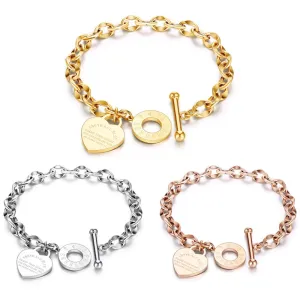 Trendy Heart, Lock, and Key Charm Chain Bracelets