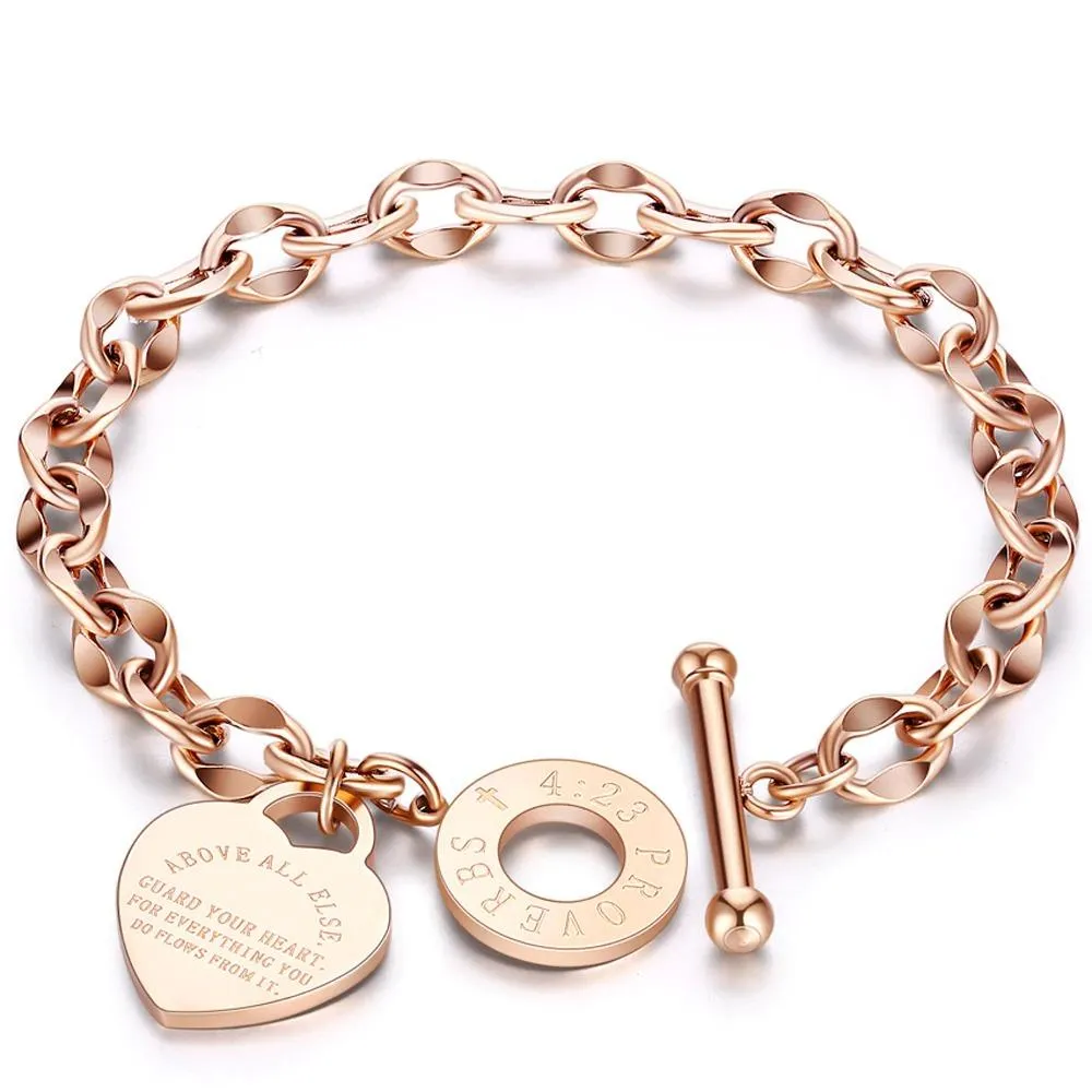 Trendy Heart, Lock, and Key Charm Chain Bracelets