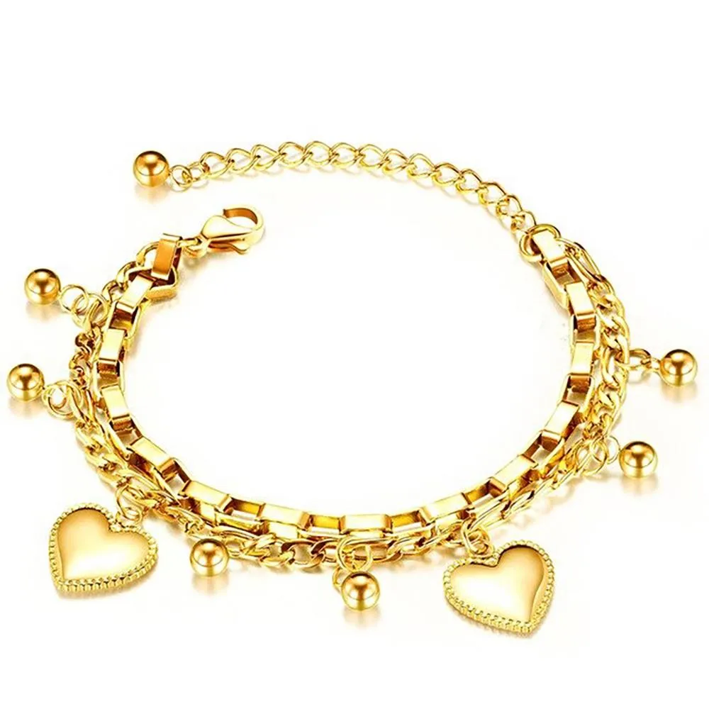 Trendy Heart, Lock, and Key Charm Chain Bracelets