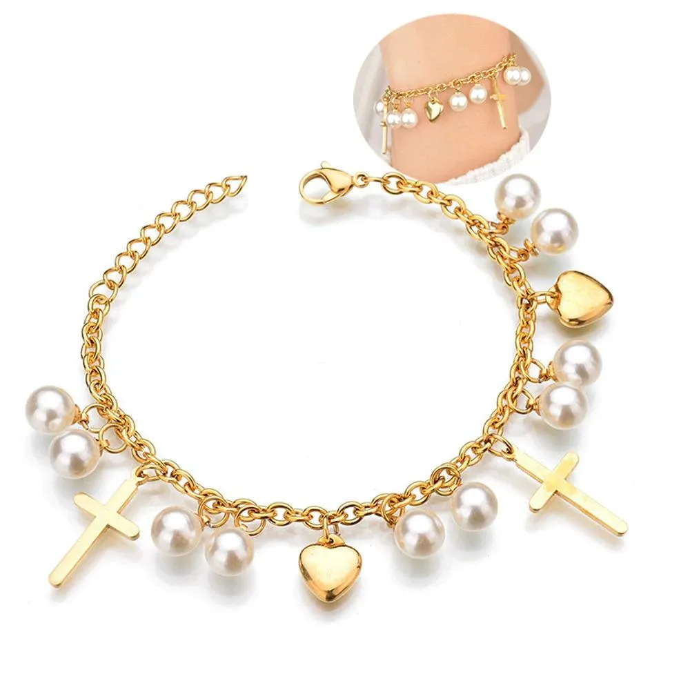 Trendy Heart, Lock, and Key Charm Chain Bracelets