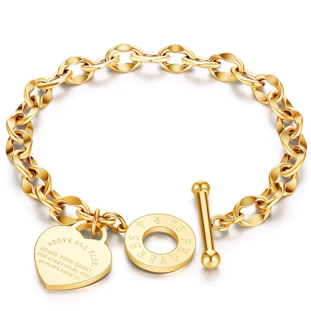 Trendy Heart, Lock, and Key Charm Chain Bracelets