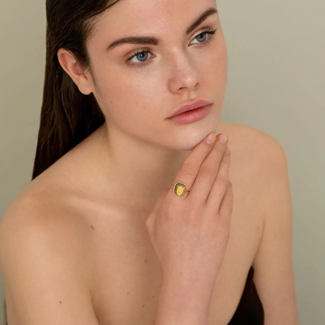 Tulip - ring - silver 925 - gold plated