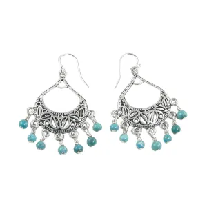 Turquoise Earrings, Silver Chandelier Earrings, Boho Style Earrings