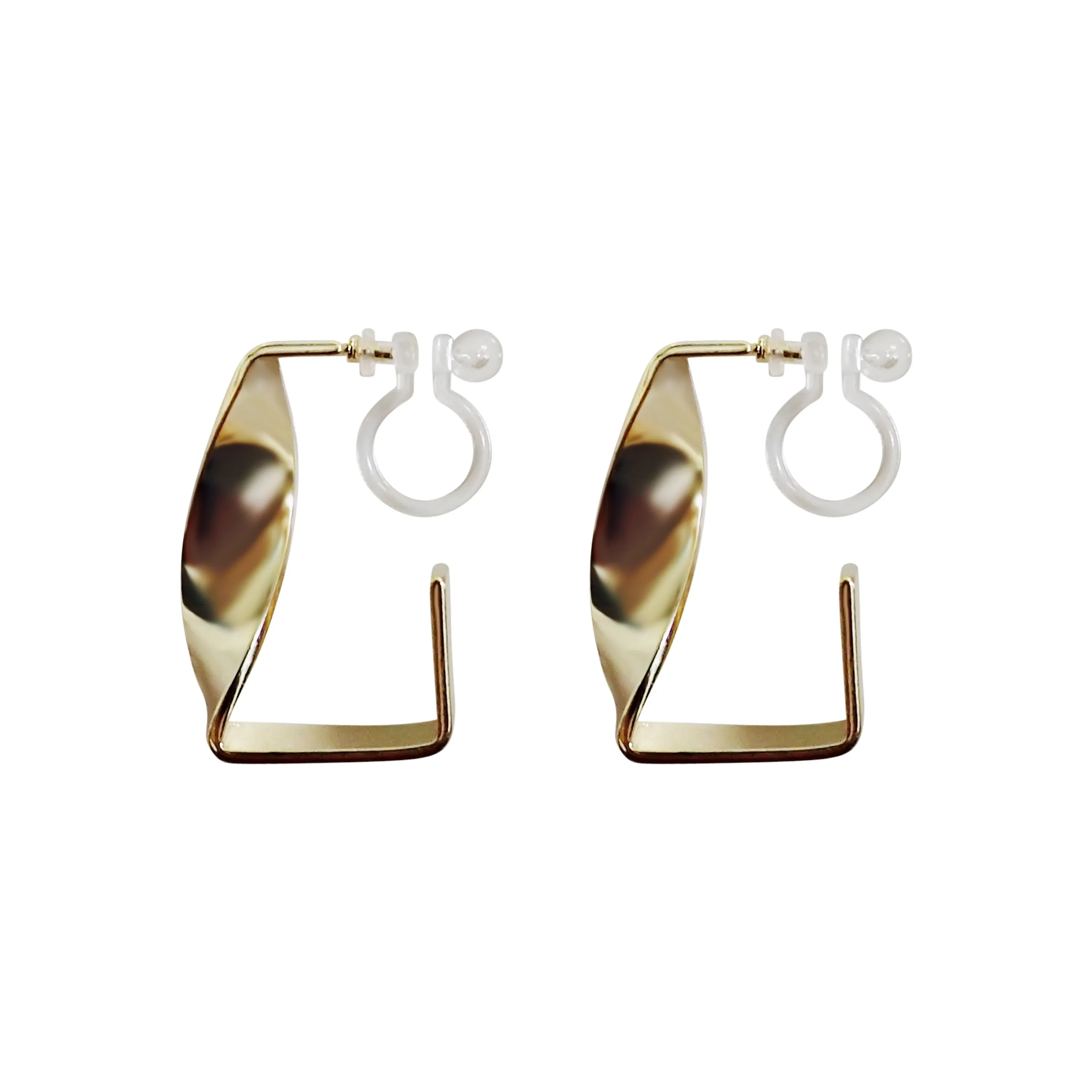 Twisted Gold Hoop Invisible Clip On Earrings