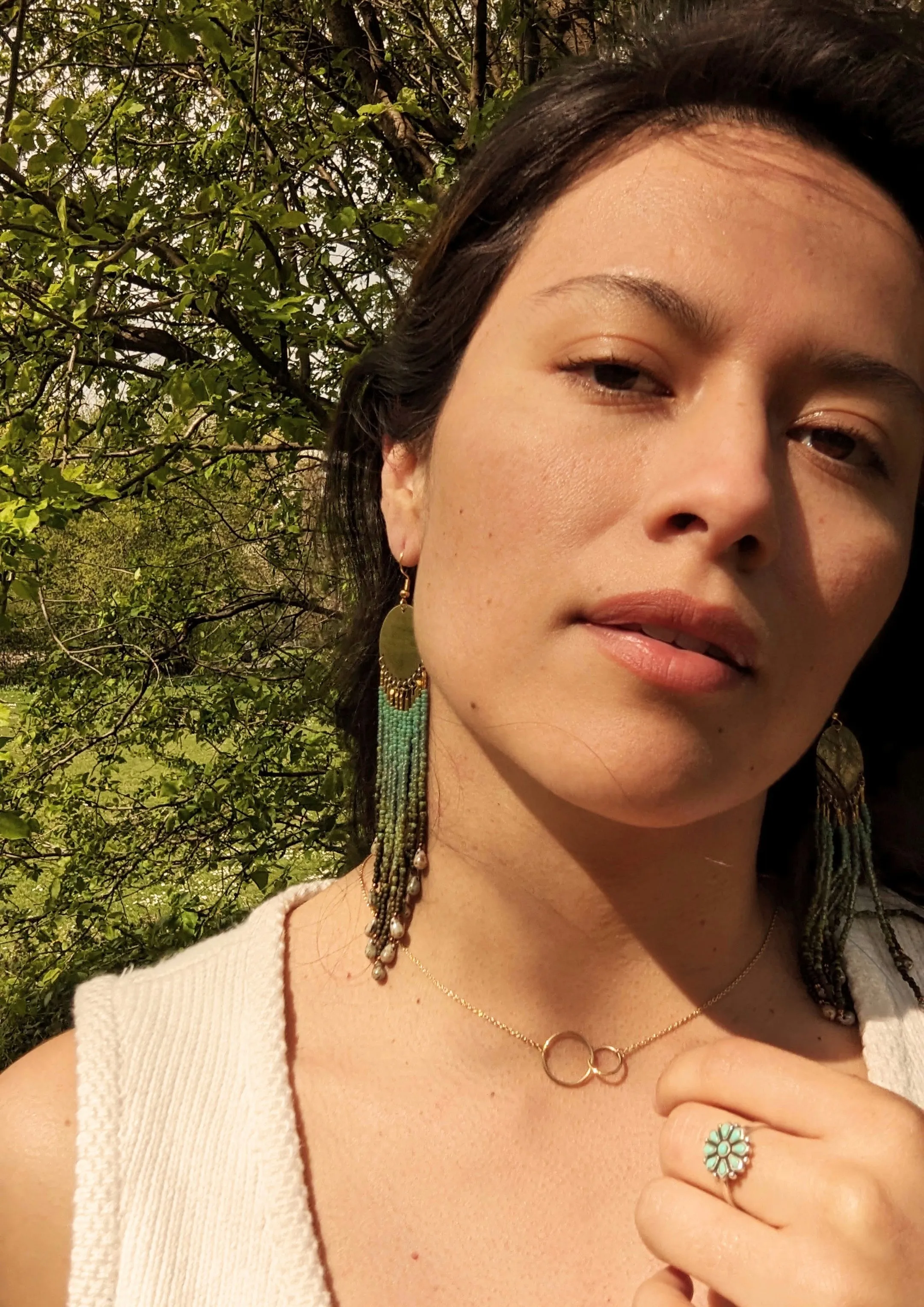 Vera Green Teardrop Beaded Earrings