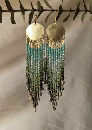 Vera Green Teardrop Beaded Earrings