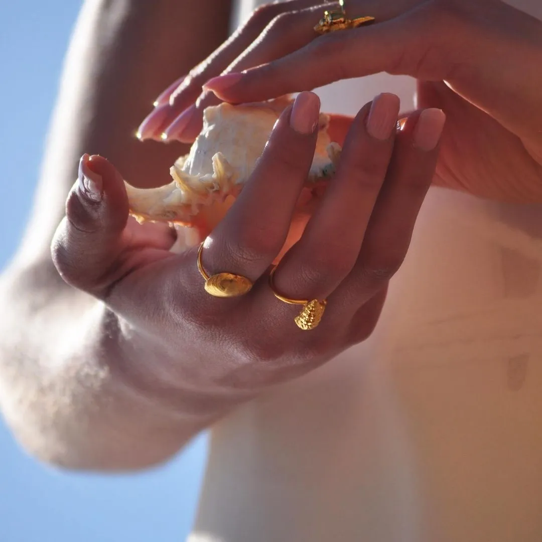 Wild seashell - ring - silver 925 - gold plated