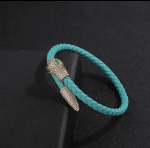 Women Snake Desig Bracelet Bangle Simple Colorful Leisure Versatile Bracelet Leather Rope Woven jewelry