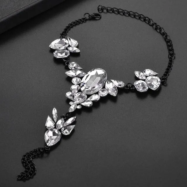 Women Summer Beach Crystal Rhinestones Anklet Barefoot Sandals